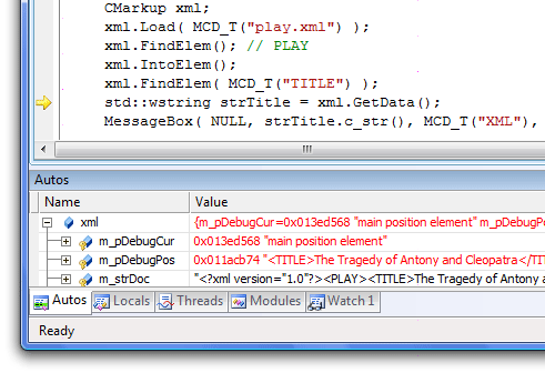 variable watch window in VC++ 2008 debugger