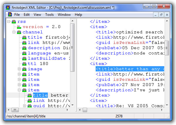 free XML editor and RSS
